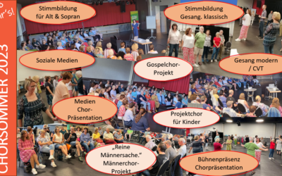 Unser Chorsommer 2023: 2 Wochen – 7 Workshops – 3 Projektchöre. Und als Finale das „Chor- und Musikfestival Ruhrhalbinsel“.