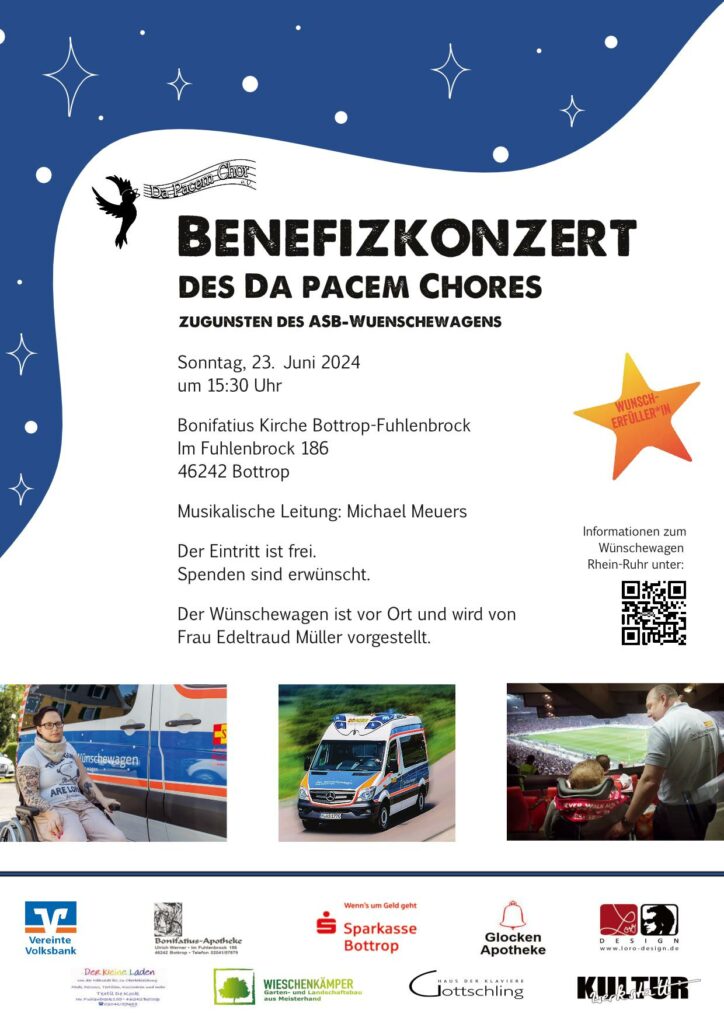 Plakat zum Benefizkonzert des Da Pacem-Chores am 23.06.24